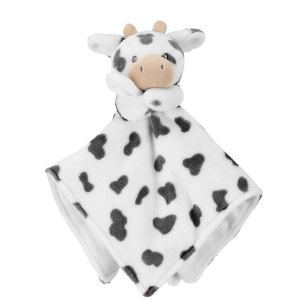 Carter's Plush Cuddle Cow Security Blanket Black White Spots Lovey NWT